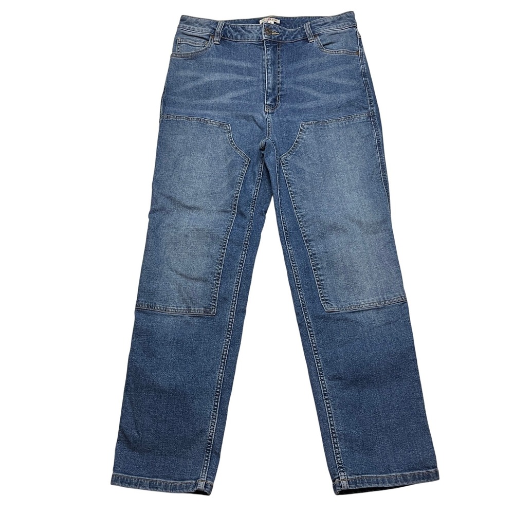 Molly Yeh Jeans‎ Womens 12 Blue Double Knee Straight Leg High Rise Denim 784505